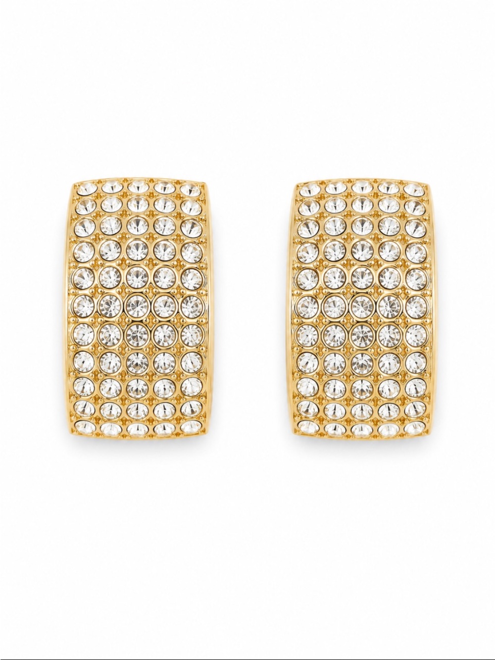 Ellen Designs Gold Tone Crystal Pavé Curved Clip-On Statement Earrings